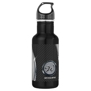 Botella De Agua Fibra de carbono y metal cepillado 4A