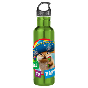 Botella De Agua Fiesta Chipmunk En Sombrero