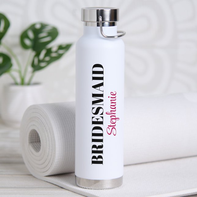 Botella De Agua Fiesta de Boda de Partido Nupcial Moderno Minimali (Personalized Bridesmaid Water Bottle for Bridesmaid Proposal & Bachelorette Party Favors)