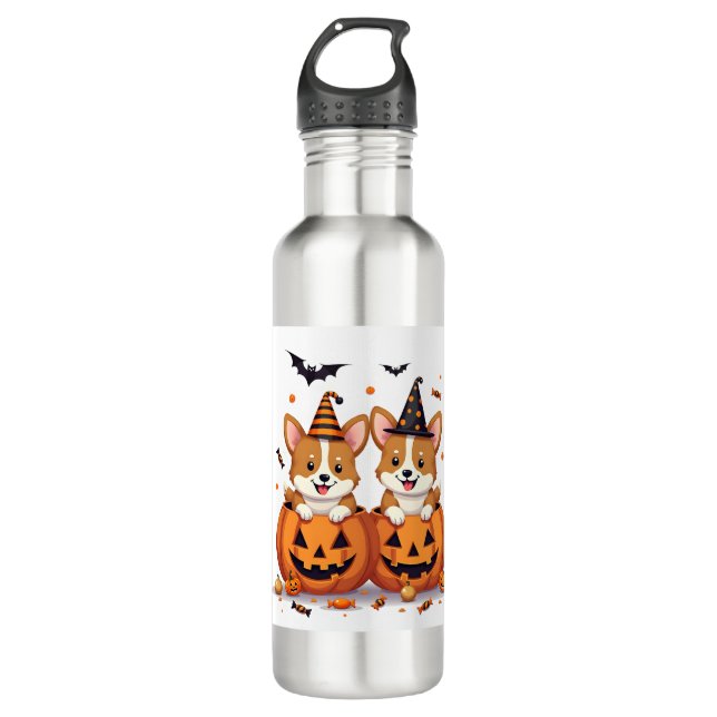 Botella De Agua Fiesta de calabaza corgi (Anverso)