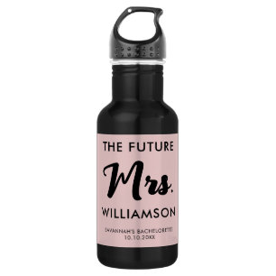 Botella De Agua Fiesta de Celebración Señora Apellido Futuro Negro