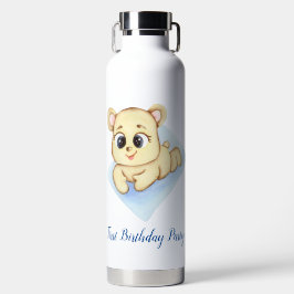 Botella De Agua Fiesta de cumpleaños de niño con tema del oso lind