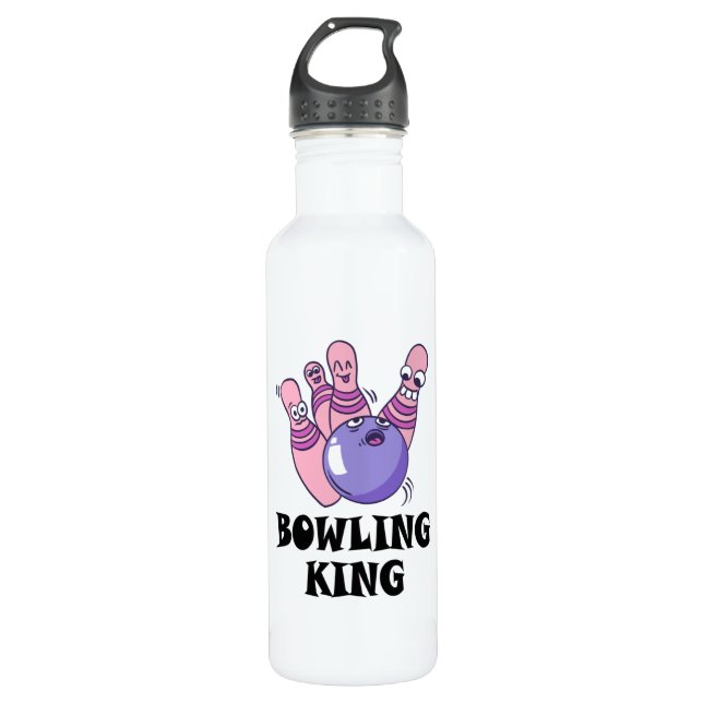 Botella De Agua Fiesta de Cumpleaños Infantil Bowling King (Anverso)