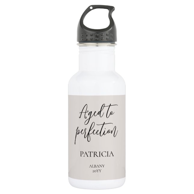 Botella De Agua Fiesta de Cumpleaños Personalizada Madurada a la P (Anverso)