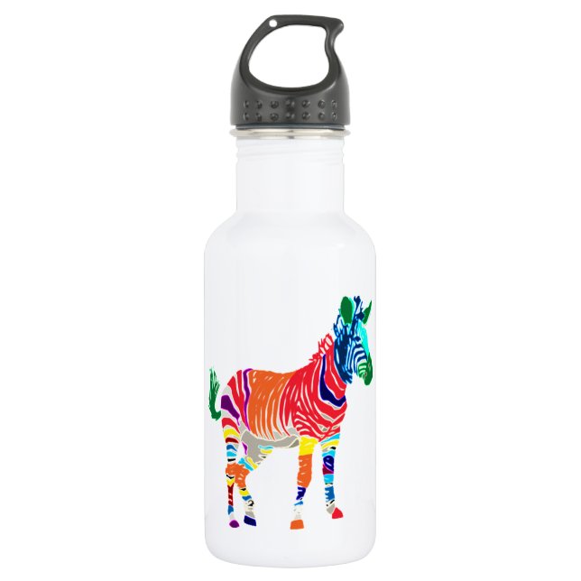 Botella De Agua Fiesta de Patrón Monogramado de Animales Cebra Arc (Anverso)
