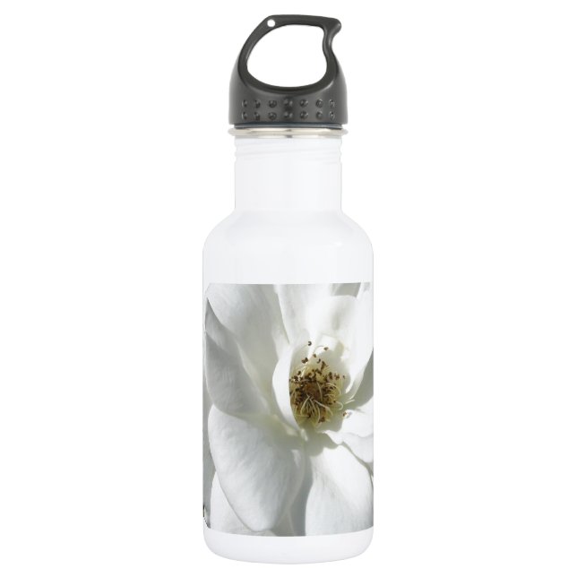 Botella De Agua Fiesta de Rosas Blancas Bodas Flores de Destino (Anverso)