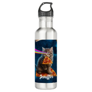 Botella De Agua Fiesta Pizza Cat Láser