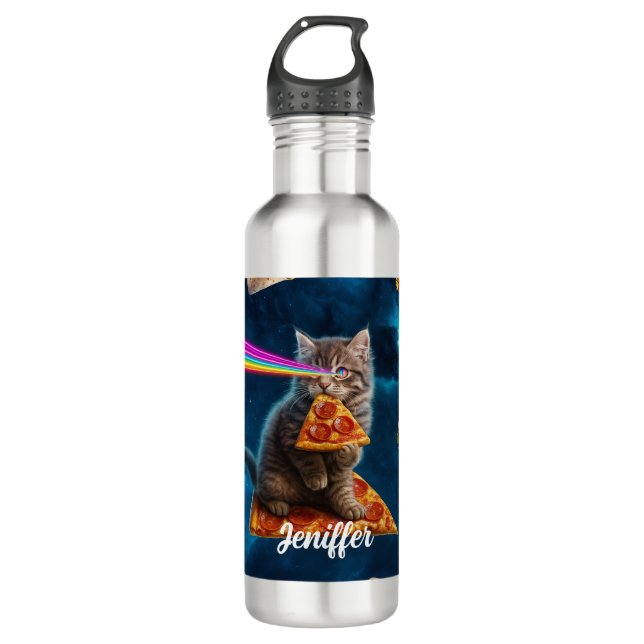 Botella De Agua Fiesta Pizza Cat Láser (Anverso)