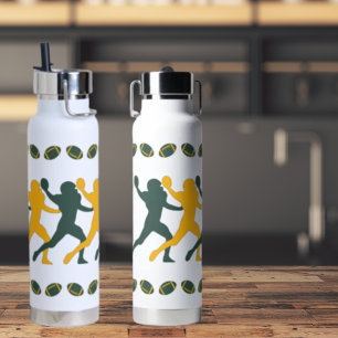 Botella De Agua Figura de la silueta del jugador de fútbol dorado 