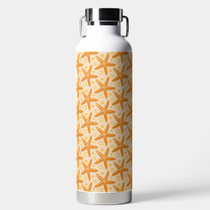 BOTELLA DE AGUA FILAS DE ESTRELLAS DE MAR DE COLOR NARANJA PASTEL