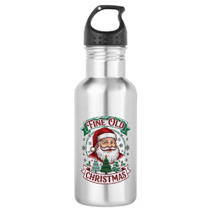 Botella De Agua Fino viejo Santa Claus de Navidad árboles copos de