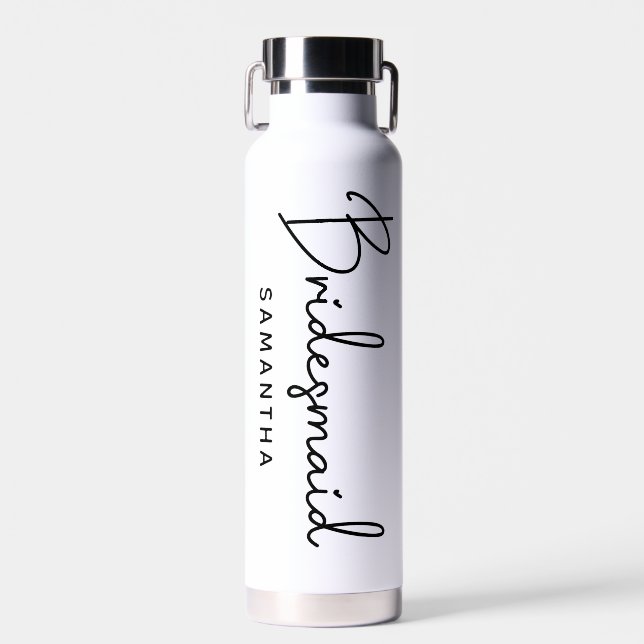 Botella De Agua Firma manuscrita personalizada dama de honor (Delantero)