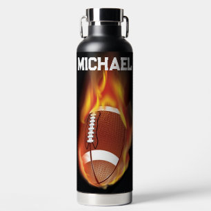 Botella De Agua Flamando el fútbol con nombre