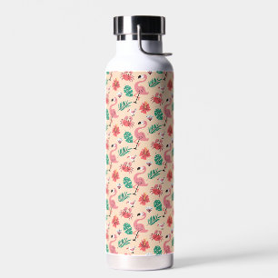 Botella De Agua Flamenco Rosa Patrón Tropical de Verano