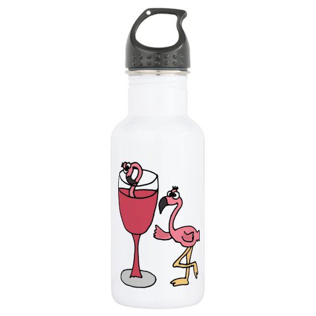 Botella De Agua Flamenco rosado en la copa de vino de Rubor (Anverso)