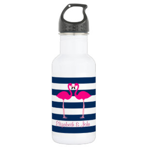Botella De Agua Flamencos De Color Rosa Cuto Enamorados, Personali