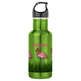 Botella De Agua Flamencos En La Hierba