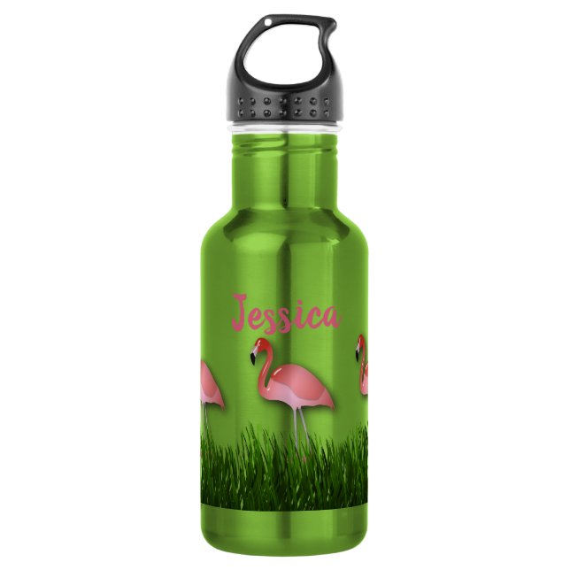 Botella De Agua Flamencos En La Hierba (Anverso)
