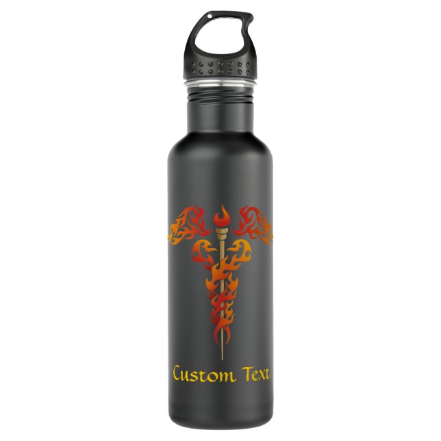 Botella De Agua Flames Caduceus (Anverso)