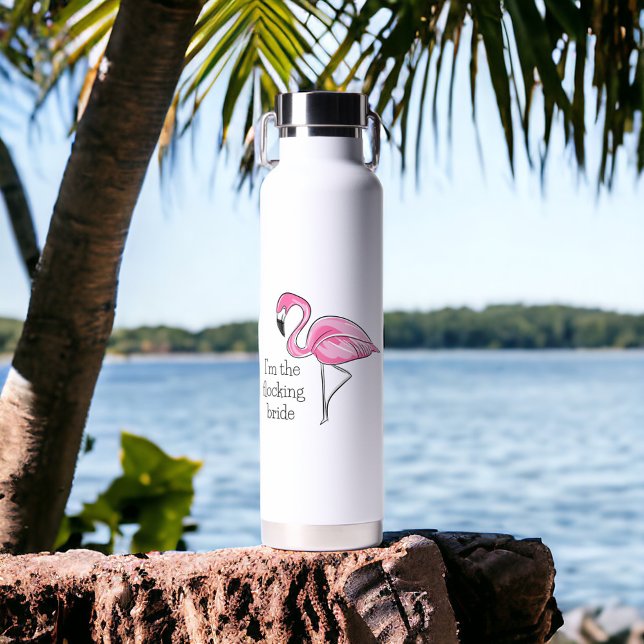 Botella De Agua Flamingo Bachelorette Party Soy la novia en tropel (Subido por el creador)