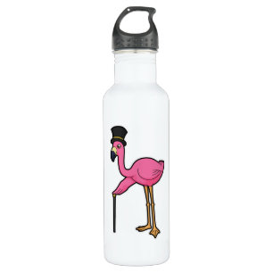 Botella De Agua Flamingo como Groom con Gorra y caña