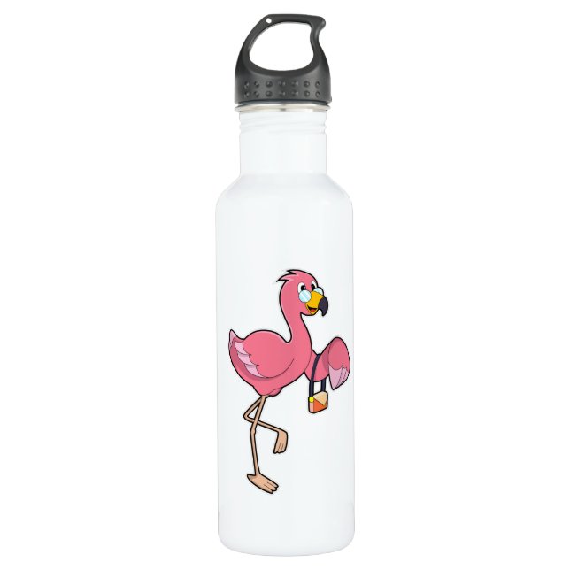 Botella De Agua Flamingo con cartera (Anverso)