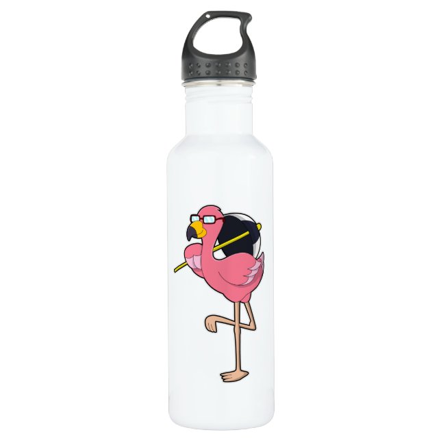 Botella De Agua Flamingo con paraguas (Anverso)