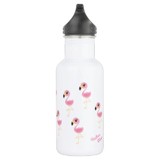 Botella de agua Flamingo Cute Kids con nombre
