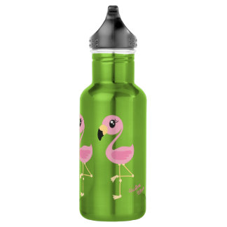 Botella de agua Flamingo Cute Kids con nombre