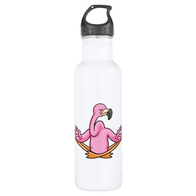 Botella De Agua Flamingo en el yoga en las piernas cruzadas (Anverso)