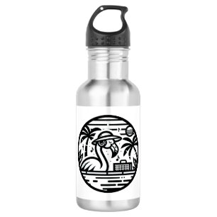 Botella De Agua Flamingo Escuchando música - Tropical Chill Vibes