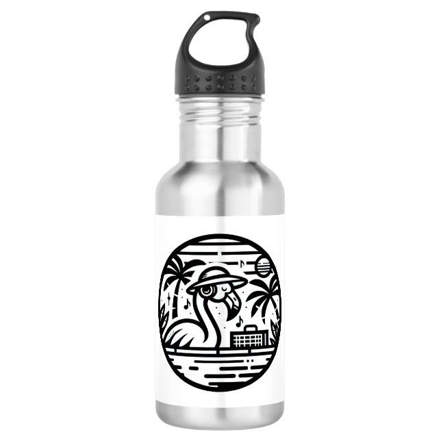 Botella De Agua Flamingo Escuchando música - Tropical Chill Vibes (Anverso)