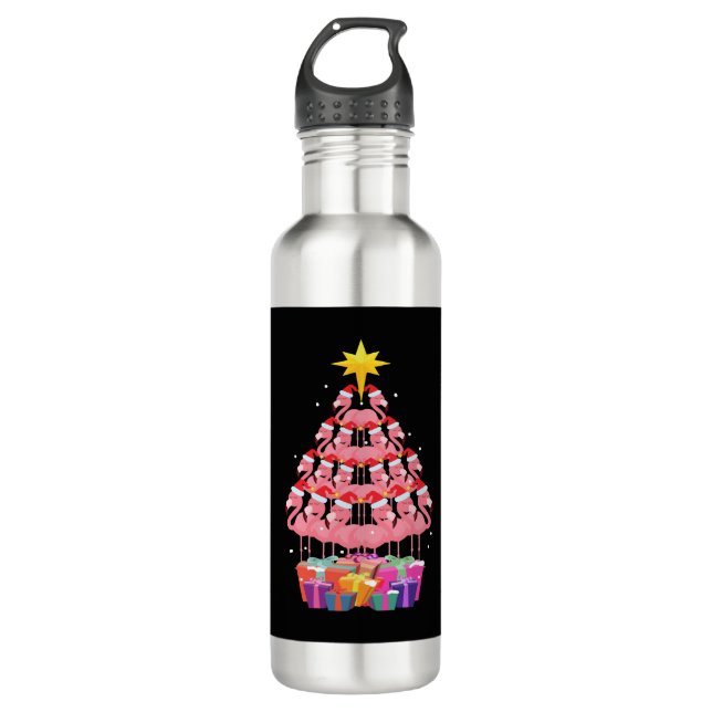 Botella De Agua Flamingo Feo Árbol de Navidad Gracioso regalo (Anverso)