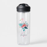 Botella De Agua Flamingo floral tropical cutáneo personalizado<br><div class="desc">botella de agua personalizada de flamingo floral de bonito.</div>