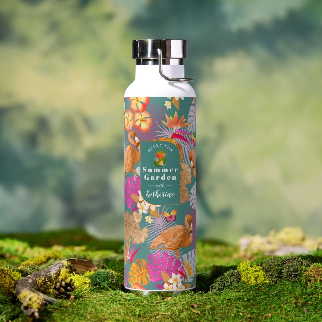 Botella De Agua Flamingo Garden Turquoise (Al aire libre (girado))