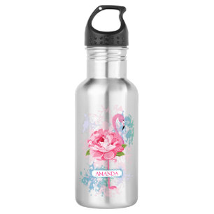 Botella De Agua Flamingo pintado a mano Personalizado