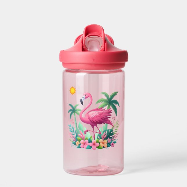 Botella De Agua Flamingo rosa de Florida/Tropical (Delante)