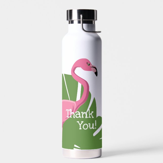 Botella De Agua Flamingo rosa personalizado Ducha tropical de novi (Izquierdo)