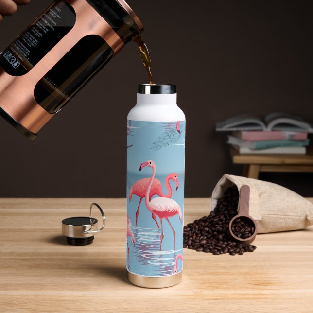 Botella De Agua Flamingos Patrón 1 (Café)