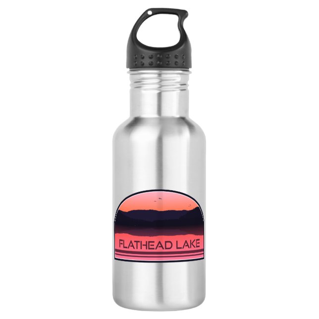 Botella De Agua Flathead Lake Montana Red Sunrise (Anverso)