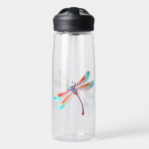 Botella De Agua Fléon roja sobre fondo acuarela