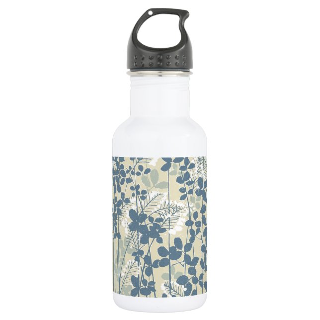 Botella De Agua Flor asiática de hoja azul japonesa (Anverso)
