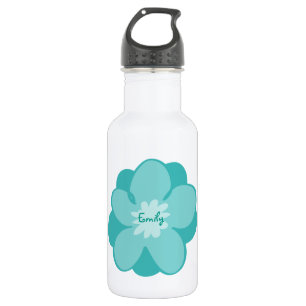 Botella De Agua Flor azul personalizada