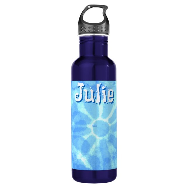 Botella De Agua Flor azul variada de flores personalizadas (Anverso)