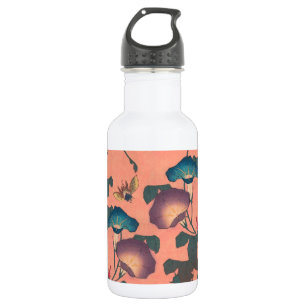 Botella De Agua Flor de abeja rosa Arte Clásico Hokusai
