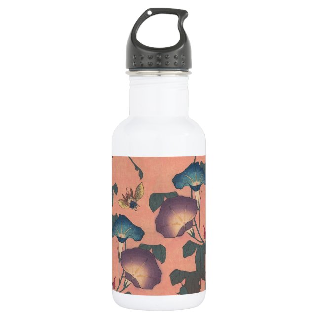 Botella De Agua Flor de abeja rosa Clásica Hokusai Art (Anverso)