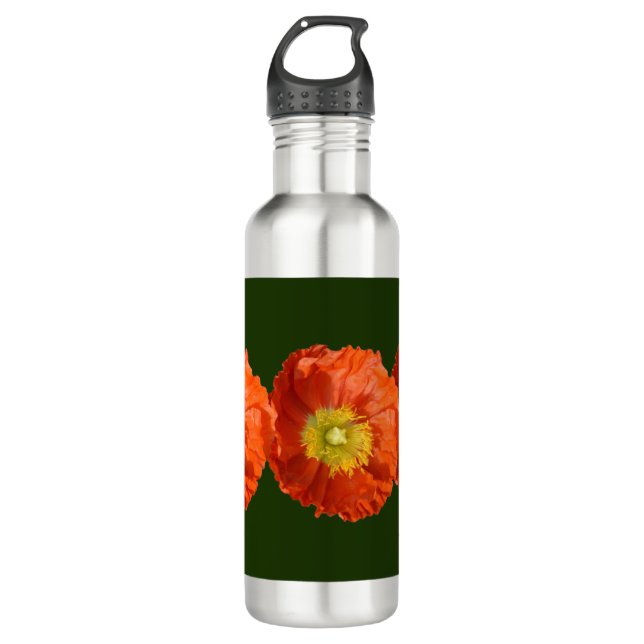 Botella De Agua Flor de amapola Naranja brillante (Anverso)