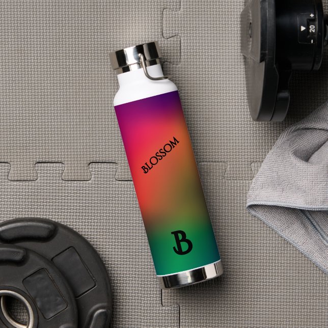 Botella De Agua Flor de Arcoíris Personalizada (Gimnasio (girado))