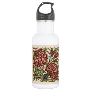 Botella De Agua Flor de Carnación Tile Arte Antiguo
