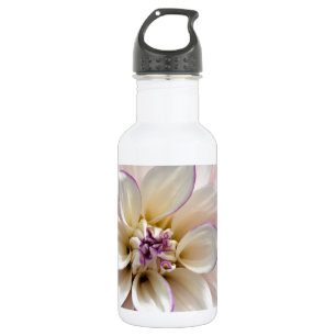 Botella De Agua Flor de dahlia blanca y violeta